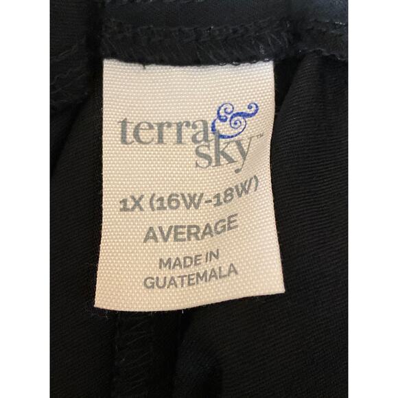 Terry & Sky Women's Black Pull On High Rise Elastic Straight Trousers Pants 1X - Picture 4 of 6